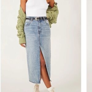 FREE PEOPLE/We The Free “Calabasas” Denim Midi Skirt